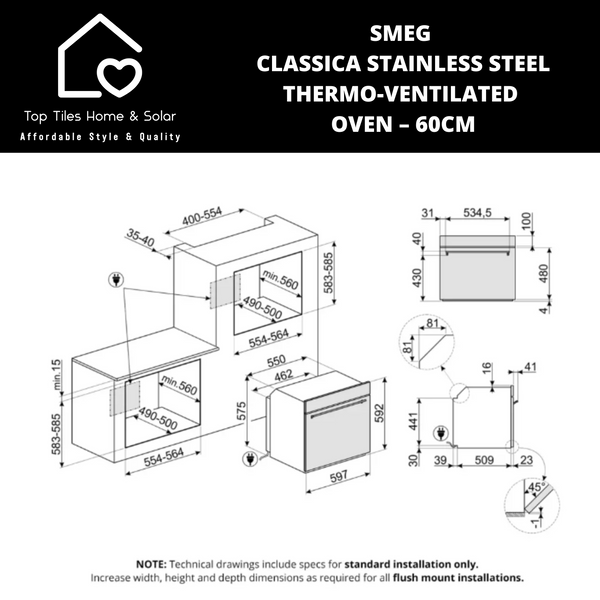 Smeg Classica Manual Thermo-Ventilated Oven – 60cm
