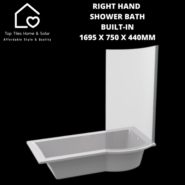 Right Hand Shower Built-In Bath - 1695 x 750 x 440mm