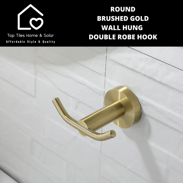 Round Brushed Gold Wall Hung Double Robe Hook