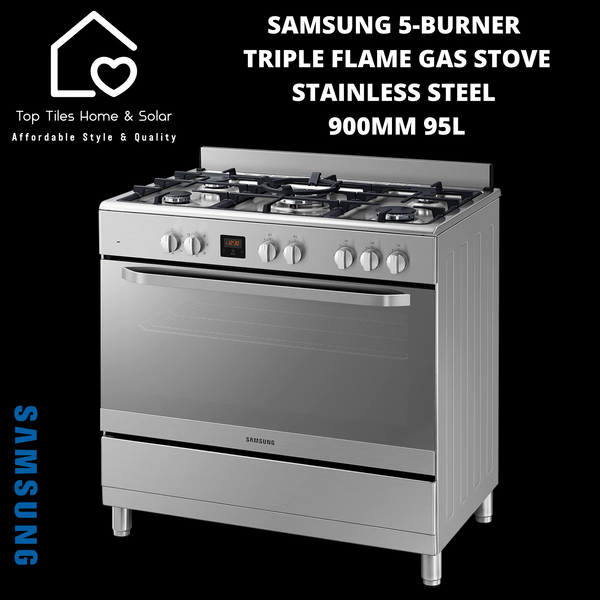 Samsung 5-Burner Triple Flame Gas Stove Stainless Steel - 900mm 95L