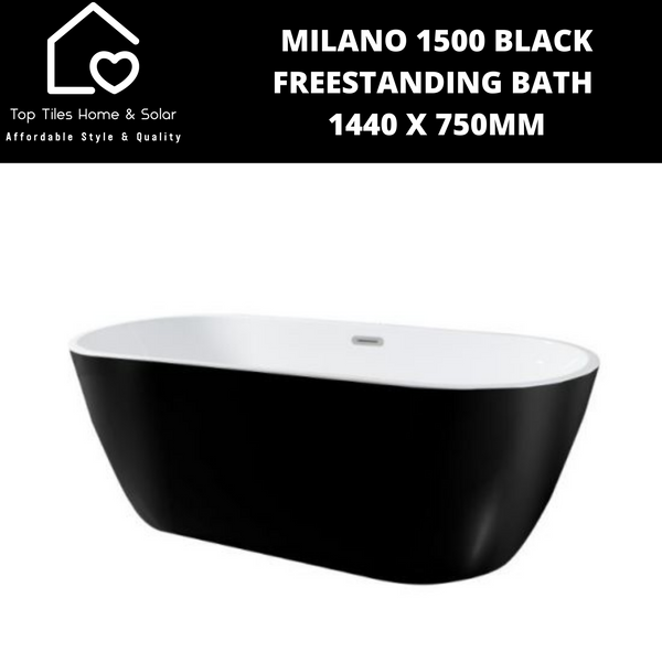 Milano 1500 Black Freestanding Bath - 1440 x 750mm