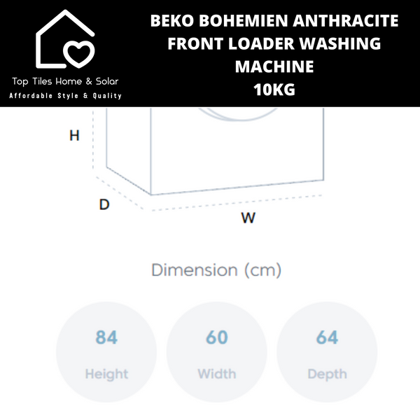 Beko Bohemien Anthracite Front Loader Washing Machine - 10kg