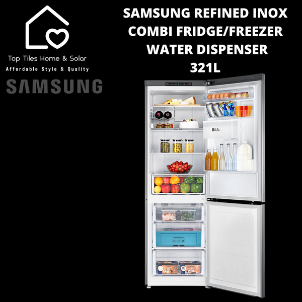 Samsung Refined Inox Combi Fridge/Freezer - 321L Water Dispenser