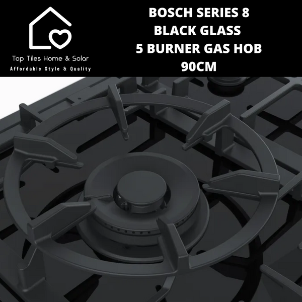 Bosch Series 8 - Black Glass 5 Burner Gas Hob - 90cm