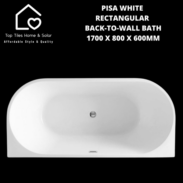 Pisa White Rectangular Back-To-Wall Curved Bath - 1700 x 800 x 600mm