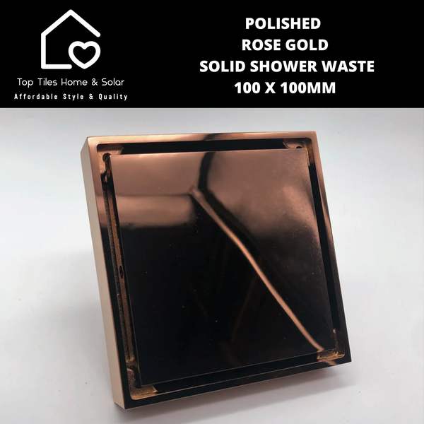 Polished Rose Gold Solid Shower Waste - 100 x 100mm