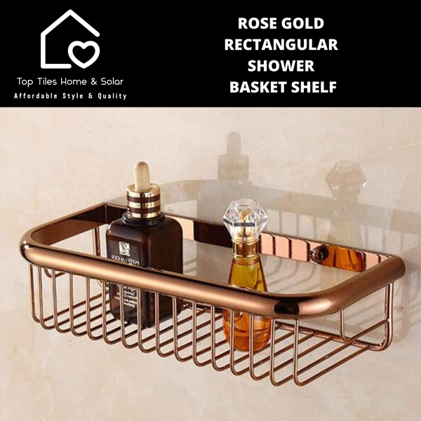 Rose Gold Rectangular Shower Basket Shelf