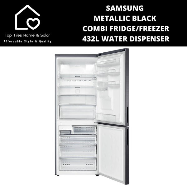 Samsung Metallic Black Combi Fridge Freezer - 432L Water Dispenser