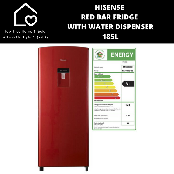 Hisense Red Bar Fridge with Water Dispenser - 185L