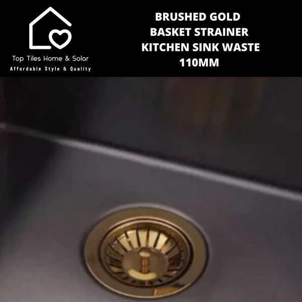 Brushed Gold Basket Strainer Kitchen Sink Waste - 110mm