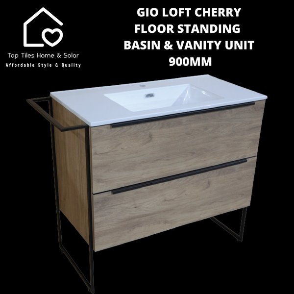 Gio Loft Cherry Floor Standing Basin & Vanity Unit -  900mm