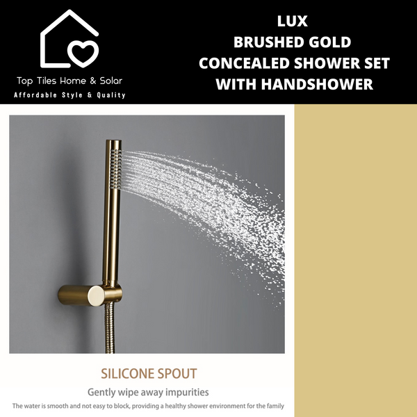 Lux Brushed Gold Concealed Shower Set - With Handshower