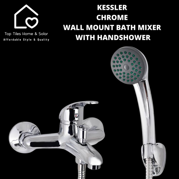 Kessler Chrome Wall Mount Bath Mixer With Handshower