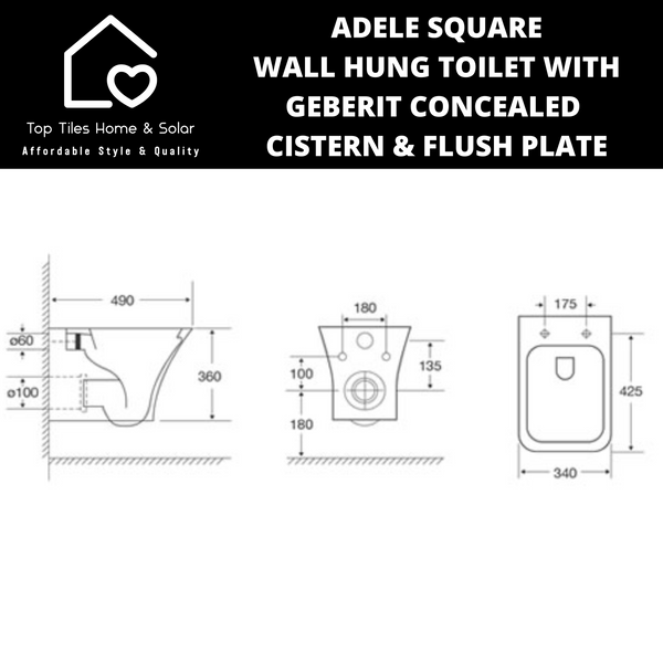 Adele Wall Hung Toilet with Geberit Concealed Cistern & Flush Plate