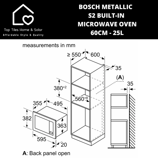 Bosch Serie 2 - Metallic Built-in Microwave - 60cm - 25L