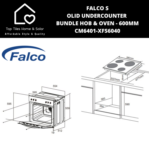 Falco Solid Undercounter Bundle Hob & Oven - 600mm CM6401-XFS6040