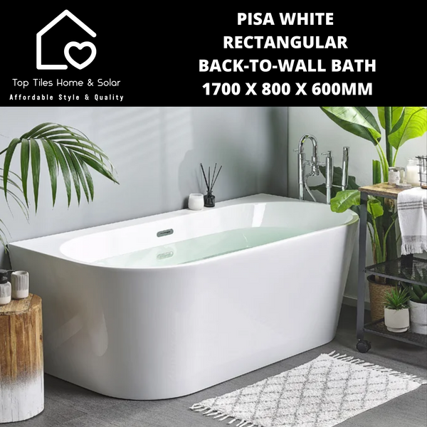 Pisa White Rectangular Back-To-Wall Curved Bath - 1700 x 800 x 600mm