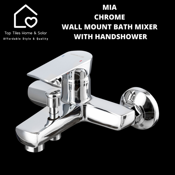 Mia Chrome Wall Mount Bath Mixer With Handshower