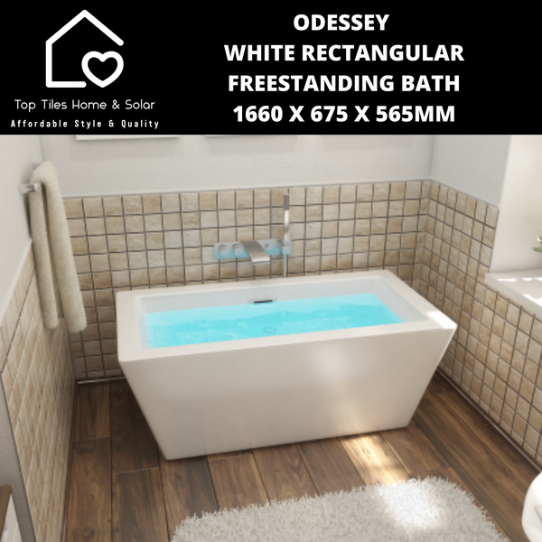 Odessey White Rectangular Freestanding Bath - 1660 x 675 x 565mm