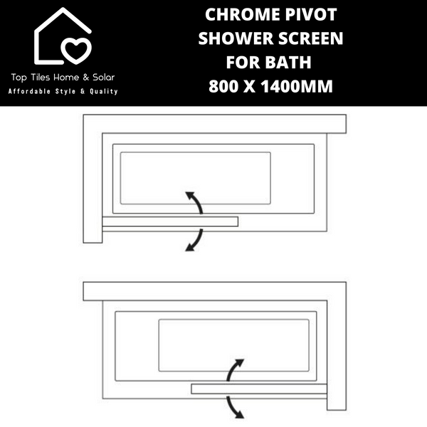 Chrome Pivot Shower Screen For Bath - 800 x 1400mm