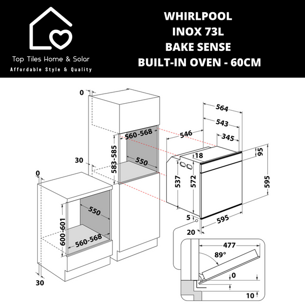 Whirlpool Inox 73L Bake Sense Built-In Oven - 60cm