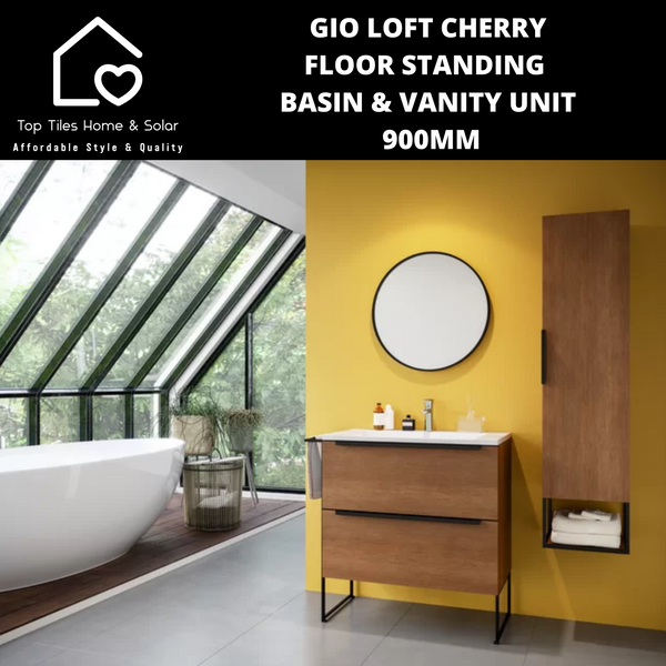 Gio Loft Cherry Floor Standing Basin & Vanity Unit -  900mm