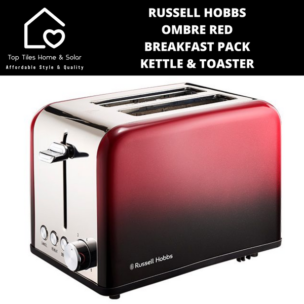 Russell Hobbs Ombre Red Breakfast Pack - Kettle & Toaster