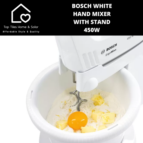 Bosch White Hand Mixer With Stand - 450W