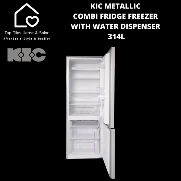 KIC Metallic Combi Fridge Freezer with Water Dispenser - 314L