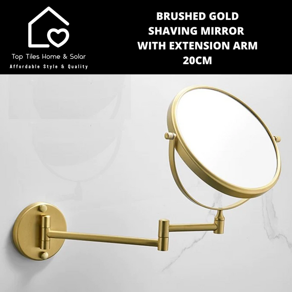 Brushed Gold Shaving Mirror with Extension Arm - 20cm