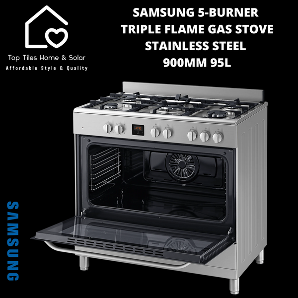 Samsung 5-Burner Triple Flame Gas Stove Stainless Steel - 900mm 95L