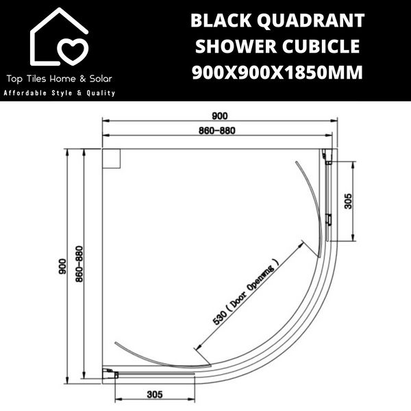 Black Quadrant Shower Cubicle - 900x900x1850mm