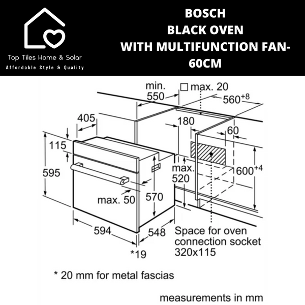 Bosch Series 2 - Black Built-In Oven with Multifunction Fan - 60cm