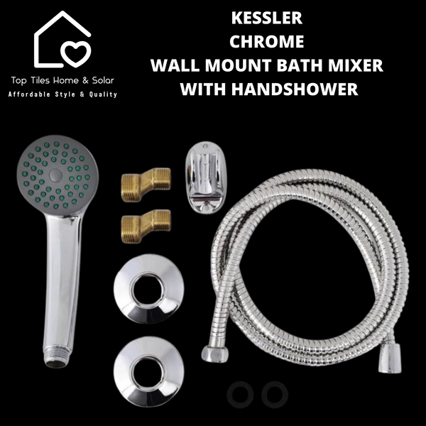 Kessler Chrome Wall Mount Bath Mixer With Handshower