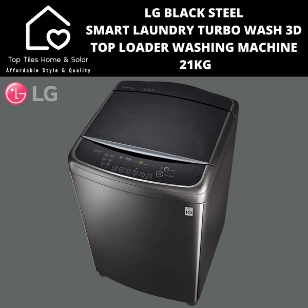 LG Black Steel Smart Laundry Turbo Wash 3D Top Loader Washing Machine - 21kg