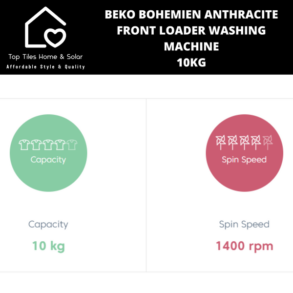 Beko Bohemien Anthracite Front Loader Washing Machine - 10kg