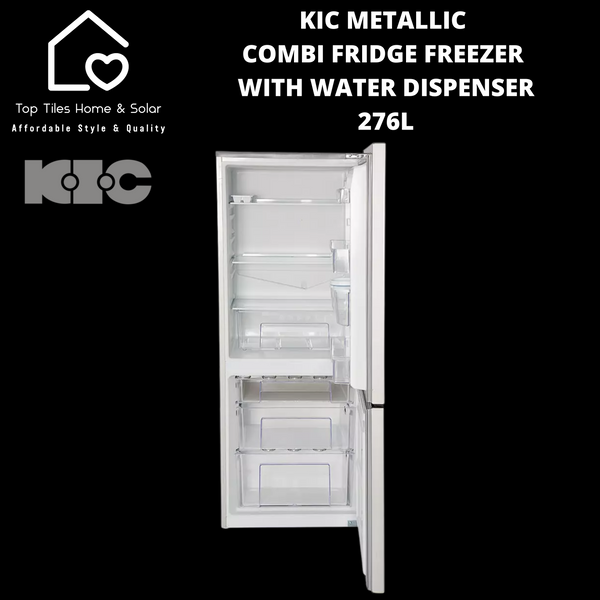 KIC Metallic Combi Fridge Freezer With Water Dispenser- 276L