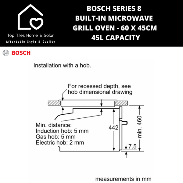 Bosch Series 8 - Built-in Microwave Grill Oven - 60 x 45cm - 45L CAPACITY