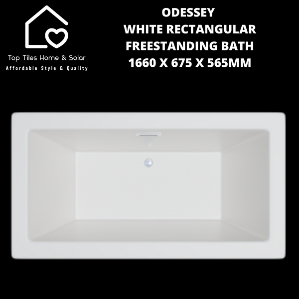 Odessey White Rectangular Freestanding Bath - 1660 x 675 x 565mm