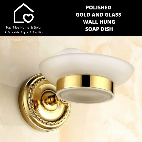 Polished Gold And Glass Wall Hung Soap Dish