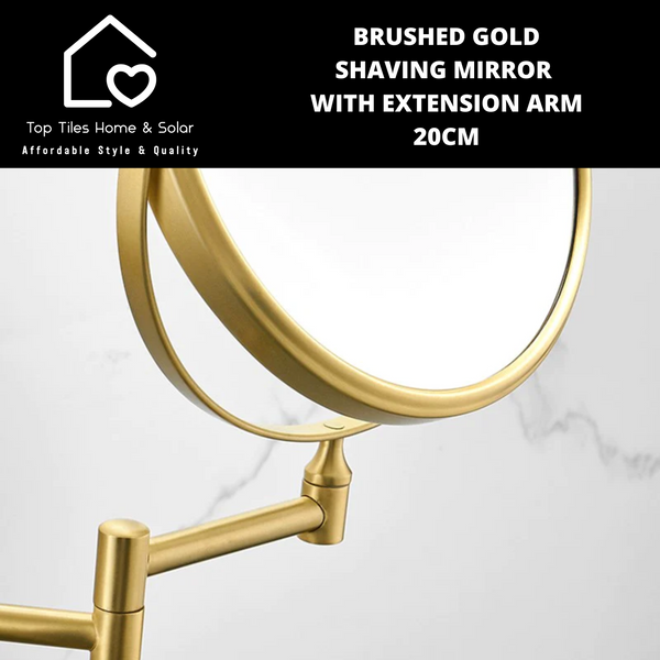 Brushed Gold Shaving Mirror with Extension Arm - 20cm