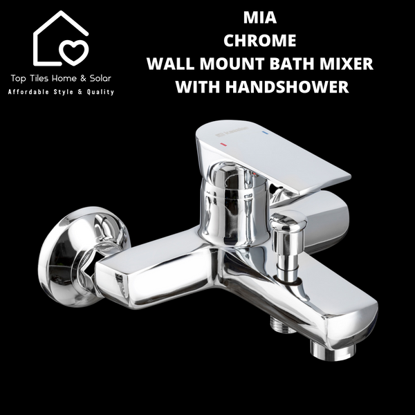 Mia Chrome Wall Mount Bath Mixer With Handshower