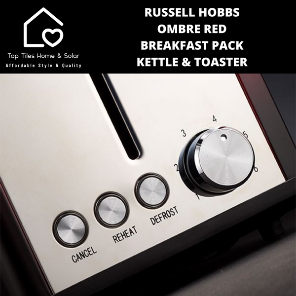 Russell Hobbs Ombre Red Breakfast Pack - Kettle & Toaster