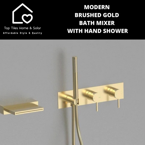 Modern Brushed Gold Bath Mixer With Hand Shower