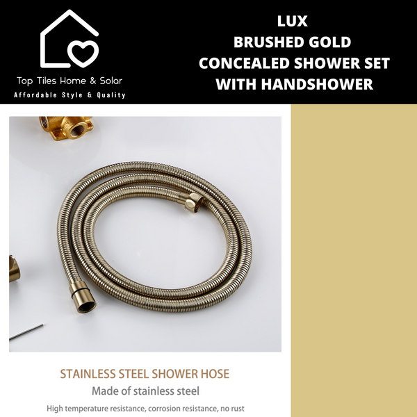 Lux Brushed Gold Concealed Shower Set - With Handshower