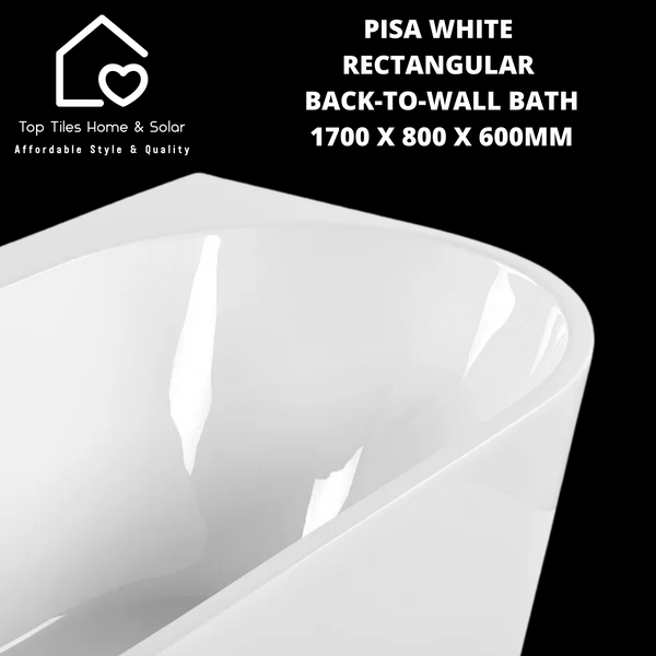 Pisa White Rectangular Back-To-Wall Curved Bath - 1700 x 800 x 600mm