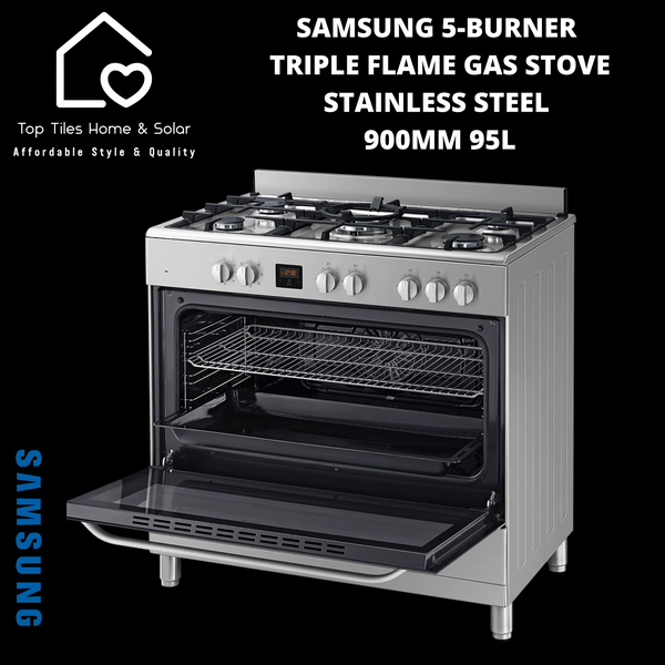 Samsung 5-Burner Triple Flame Gas Stove Stainless Steel - 900mm 95L