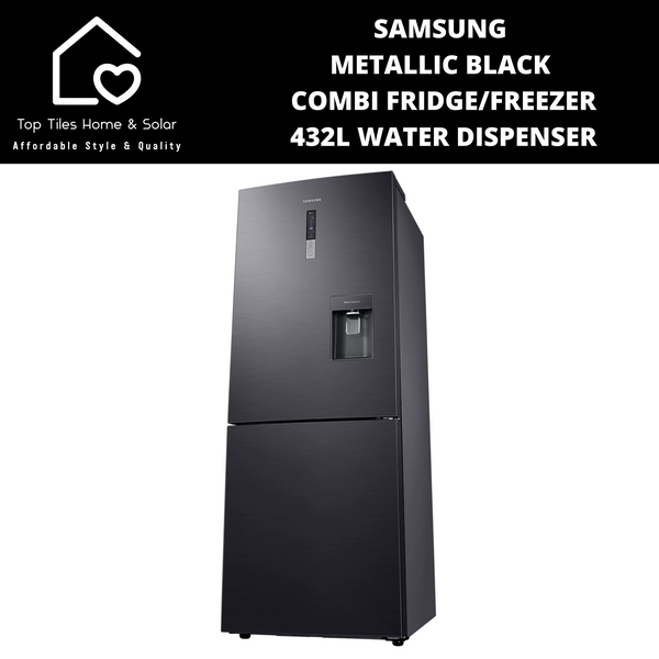 Samsung Metallic Black Combi Fridge Freezer - 432L Water Dispenser