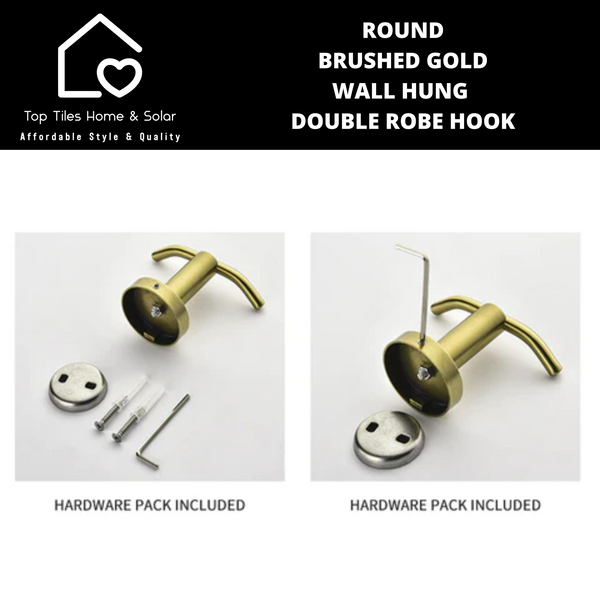 Round Brushed Gold Wall Hung Double Robe Hook