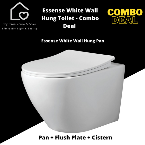 Essense Bali White Wall Hung Toilet With Geberit Cistern & Flush Plate